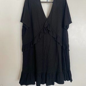 ASOS Black Ruffle Cotton Dress